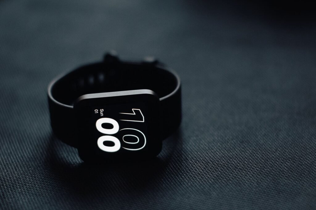 Smartwatch on a wrist showing fitness tracking