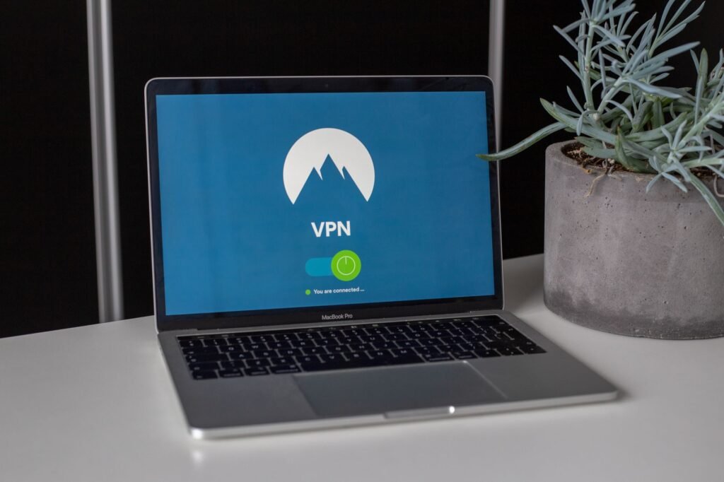 VPN and cybersecurity protection on a laptop