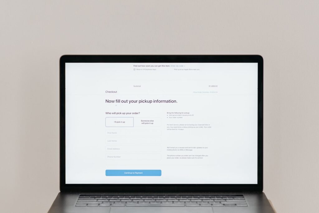 Designing a website on a laptop