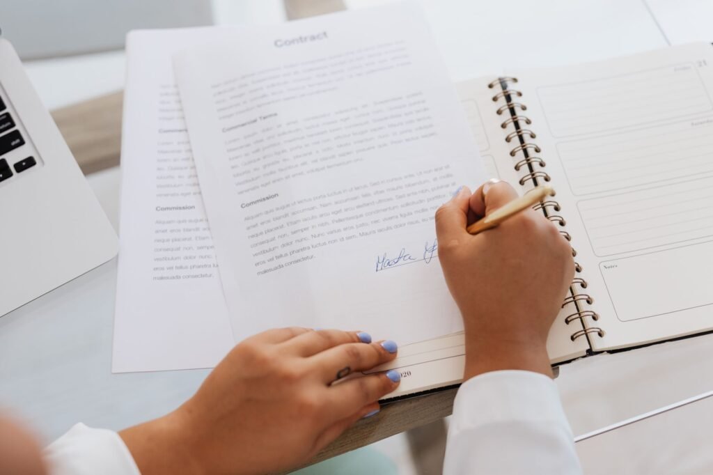 Business legal documents on a desk for choosing a business structure