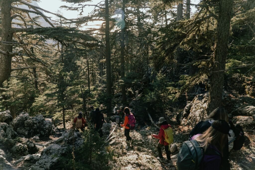 People hiking outdoors representing the healthiest states in the US