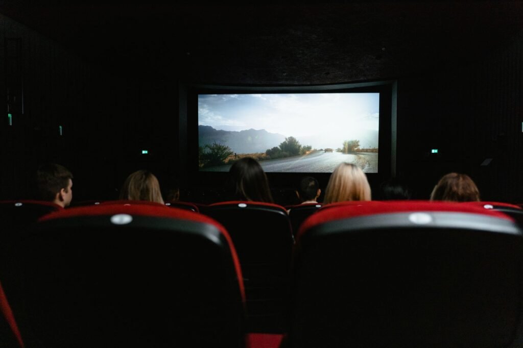 Movie theater screen and seats