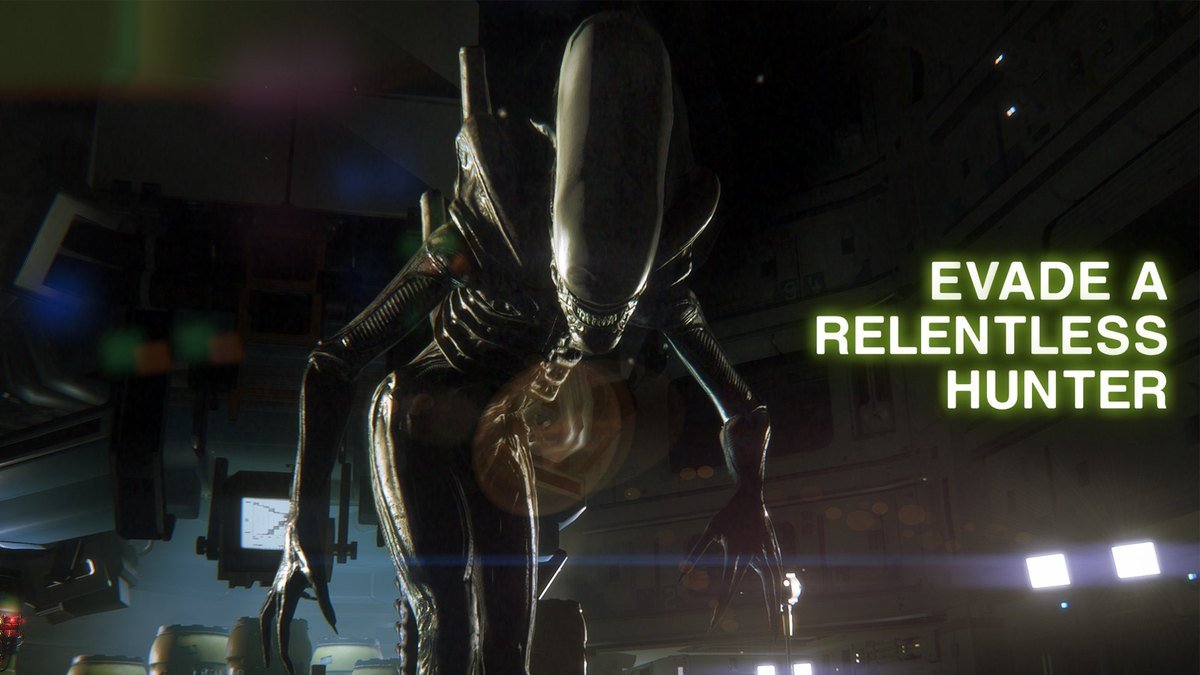 Alien: Isolation on iPhone showing the alien in a corridor