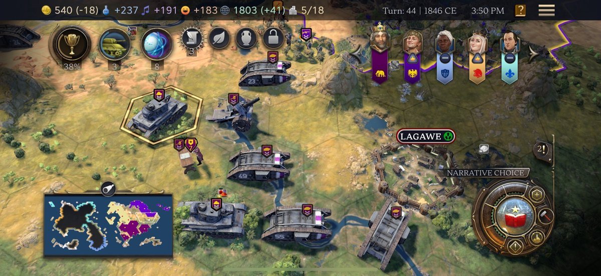 Civilization VII on iPhone showing a city on the strategy map