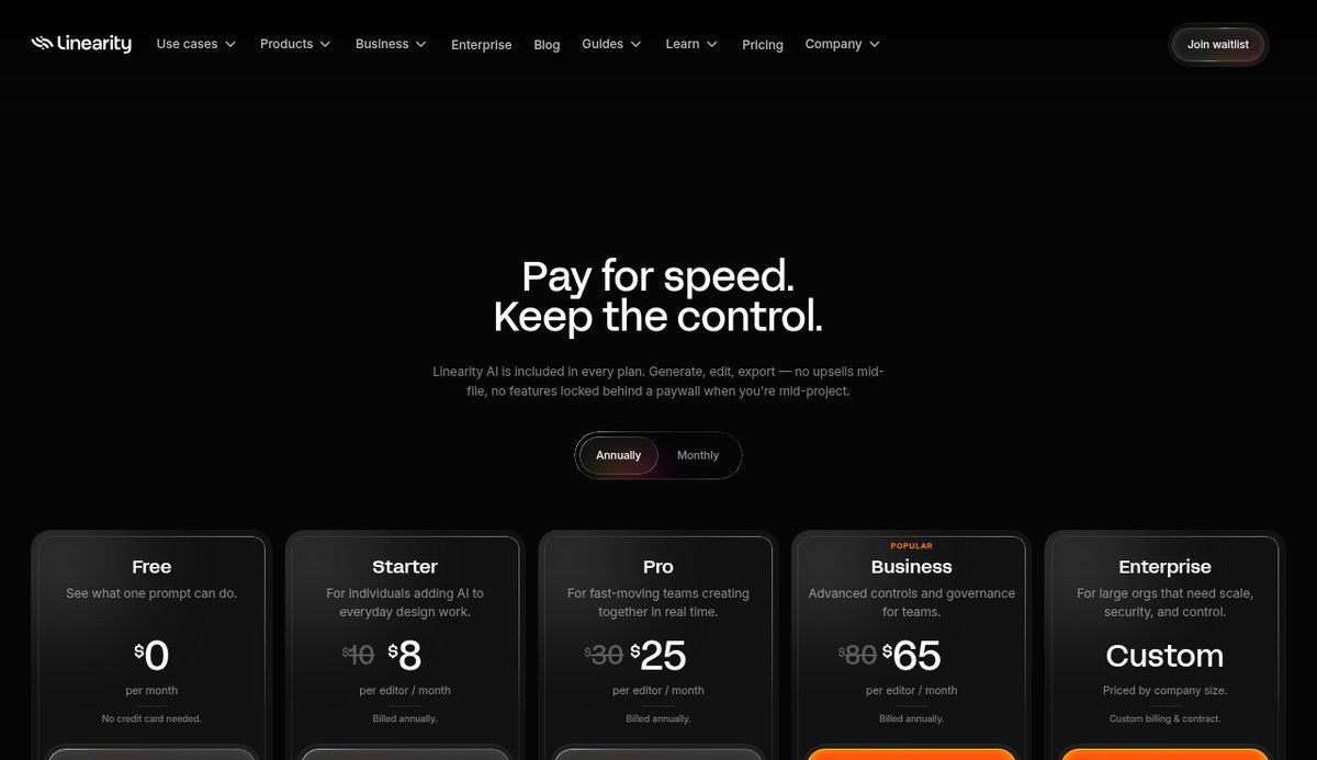 Linearity Curve pricing plans for vector illustration