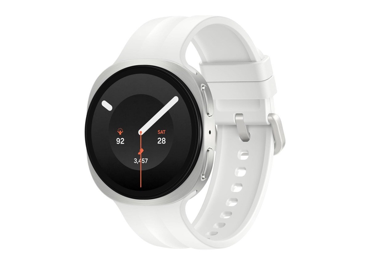 Samsung Galaxy Watch9 40mm in Cream with a white sport band