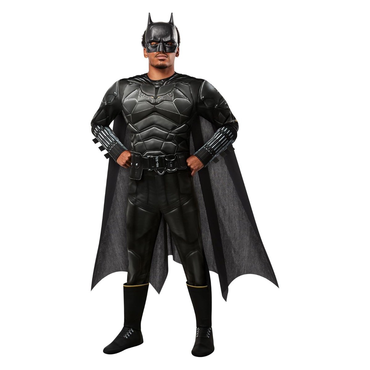 Rubie's The Batman adult costume with padded jumpsuit, cape, belt and mask