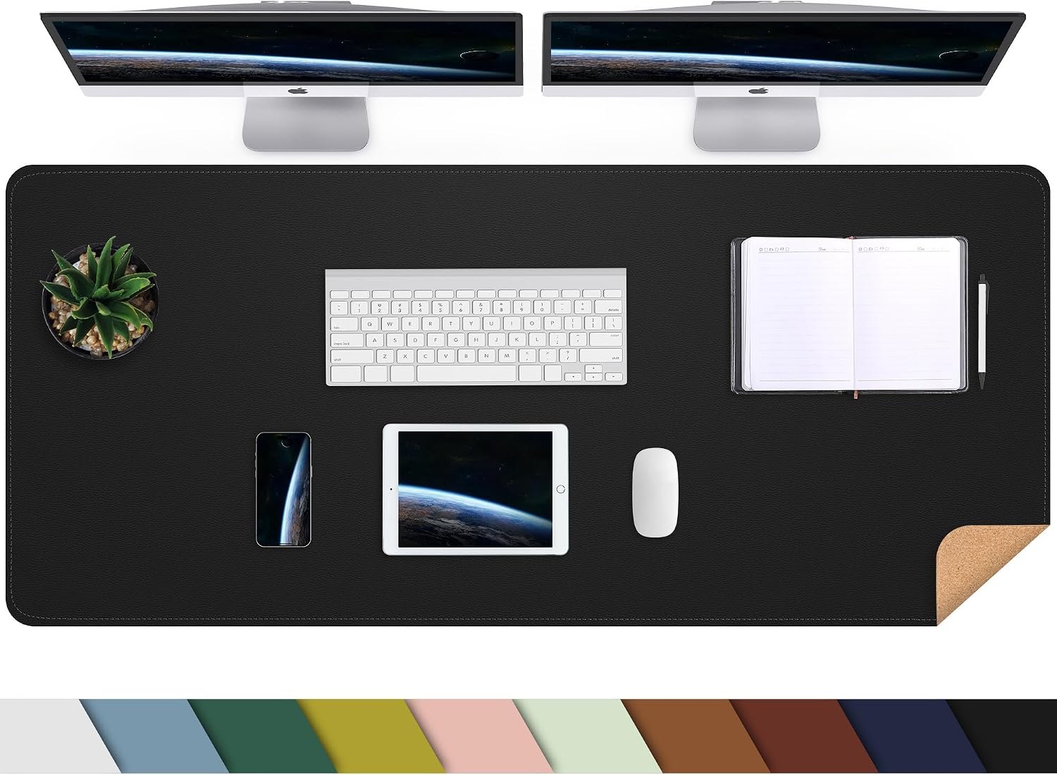 AFIING large desk mat 47 by 17 inches in black
