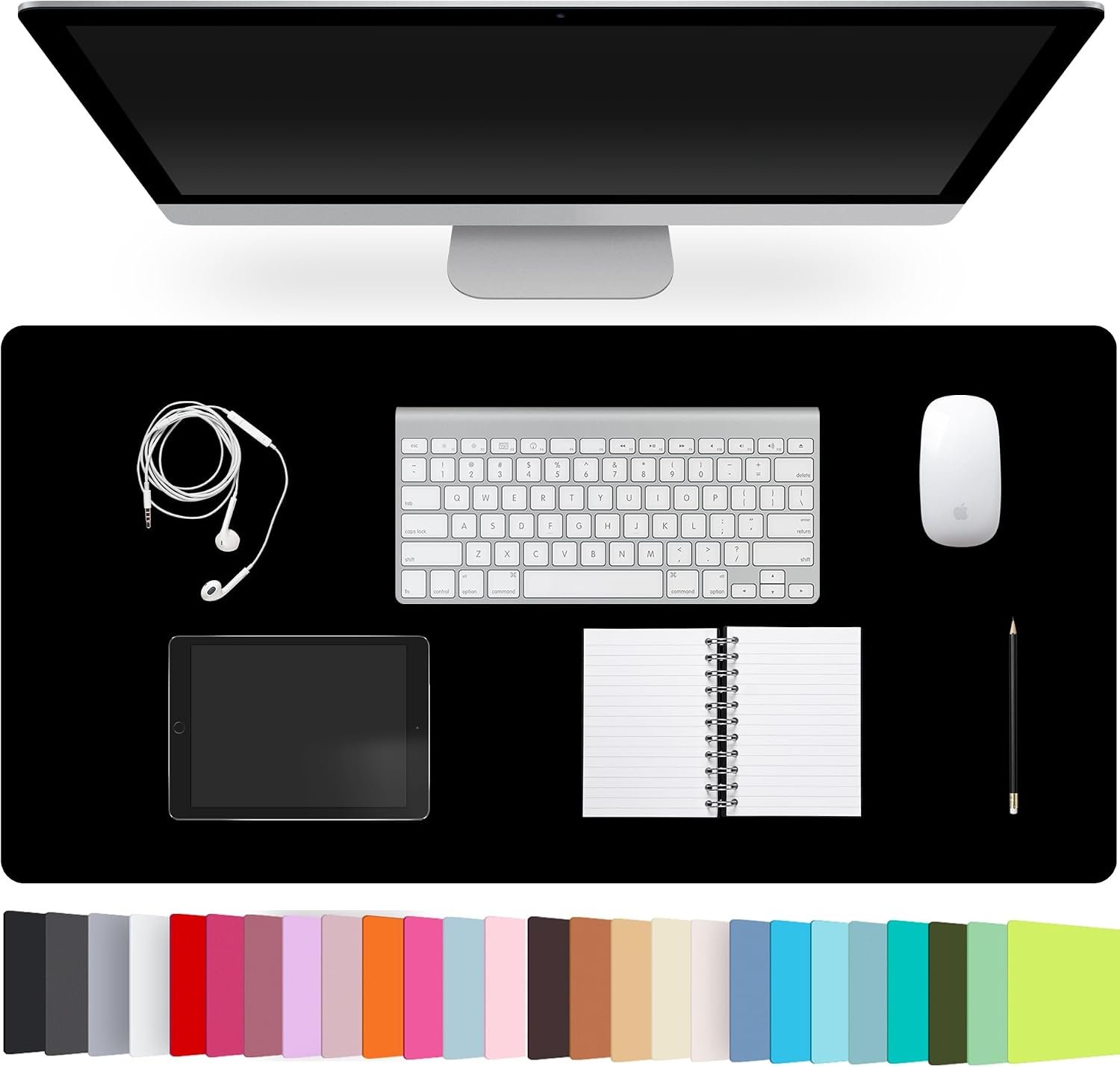 Black leather desk pad protector 23.6 by 13.7 inches