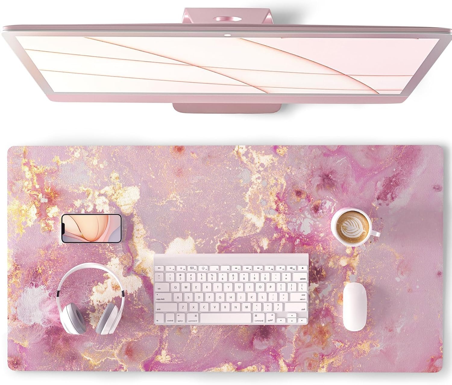QiyI PU leather large mouse pad in rose gold