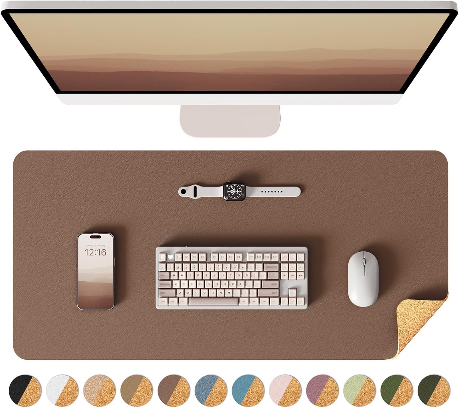 YSAGi double-sided cork and PU leather desk pad
