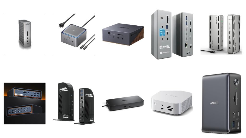 Ten laptop docking stations from CalDigit, Anker, UGREEN, Plugable, Wavlink, iVanky, Dell and Satechi