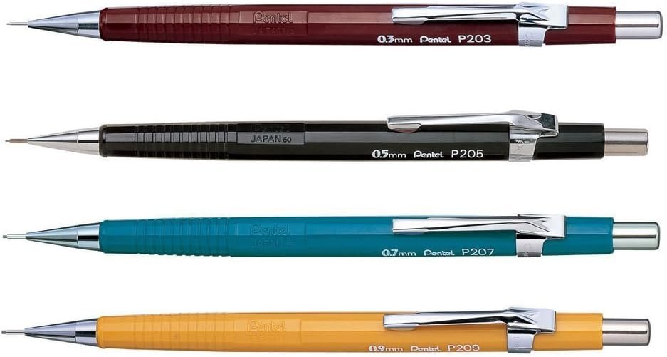 Pentel P200 series mechanical pencil set 0.3 0.5 0.7 and 0.9mm