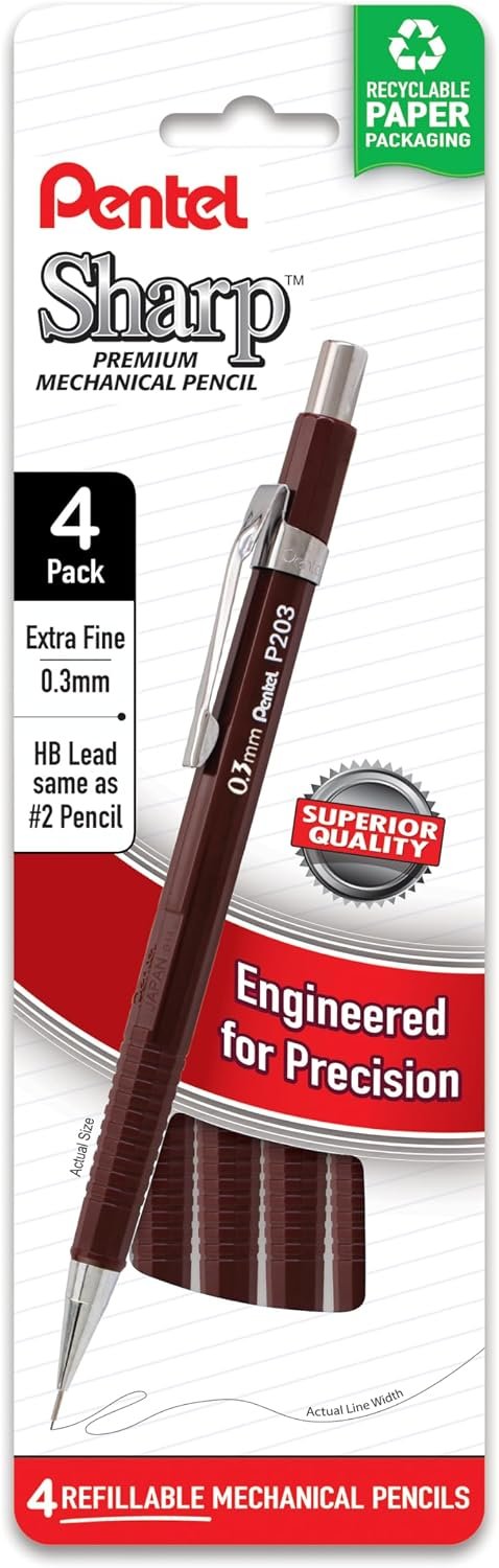 Pentel Sharp P203 0.3mm mechanical pencil brown barrel