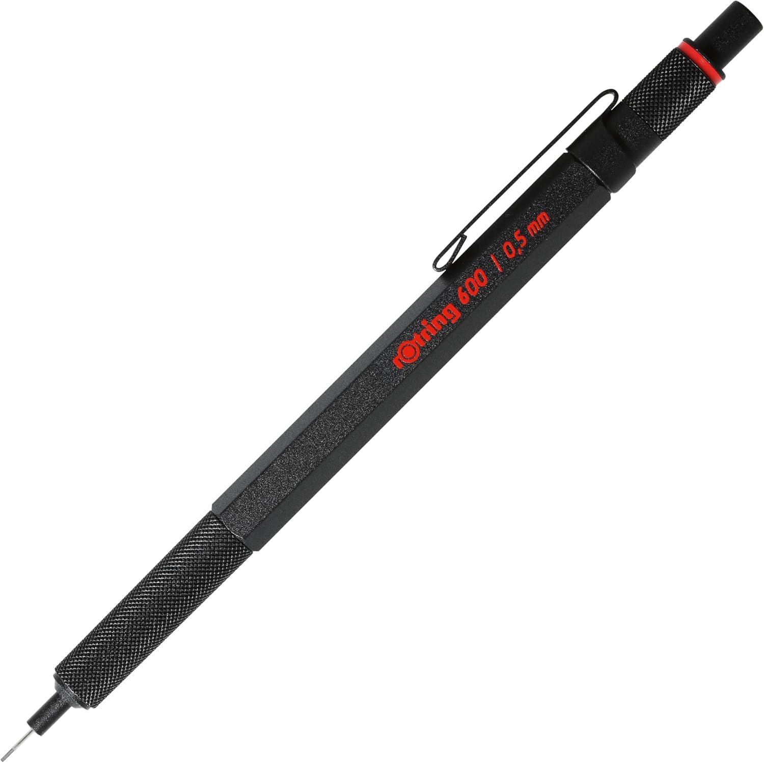 rOtring 600 0.5mm mechanical pencil black hexagonal metal barrel