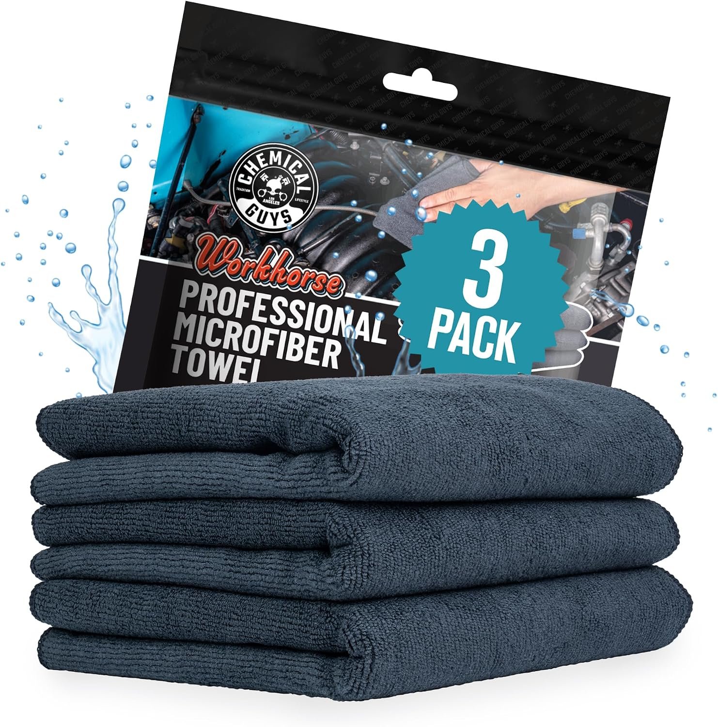 Chemical Guys Workhorse plush microfiber towels in black