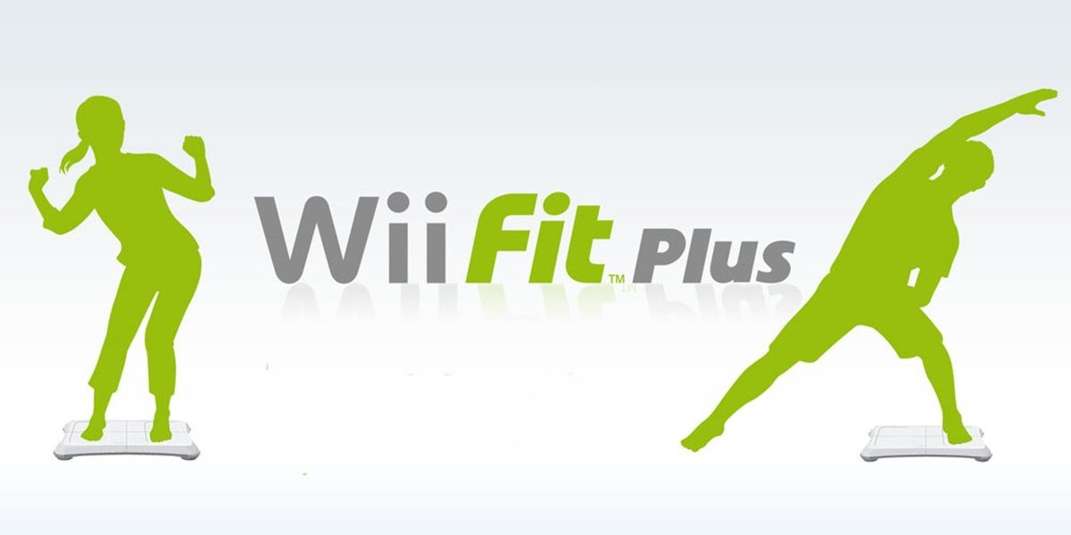 Wii Fit Plus artwork with figures exercising on the Balance Board