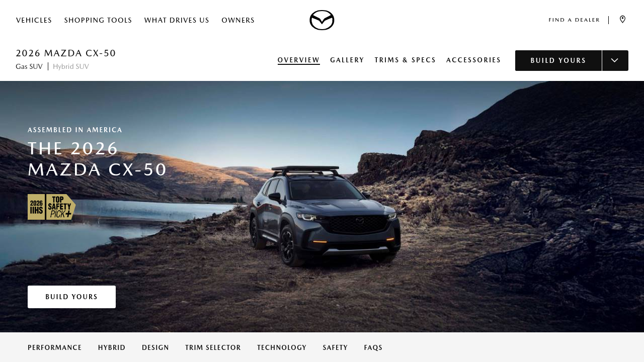 2026 Mazda CX-50 crossover on the Mazda USA site