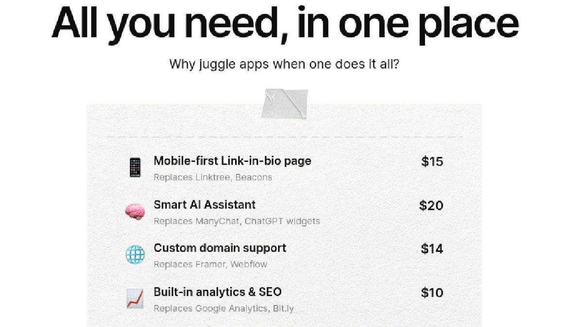 Bio.link pricing block showing one plan at 7.49 dollars a month