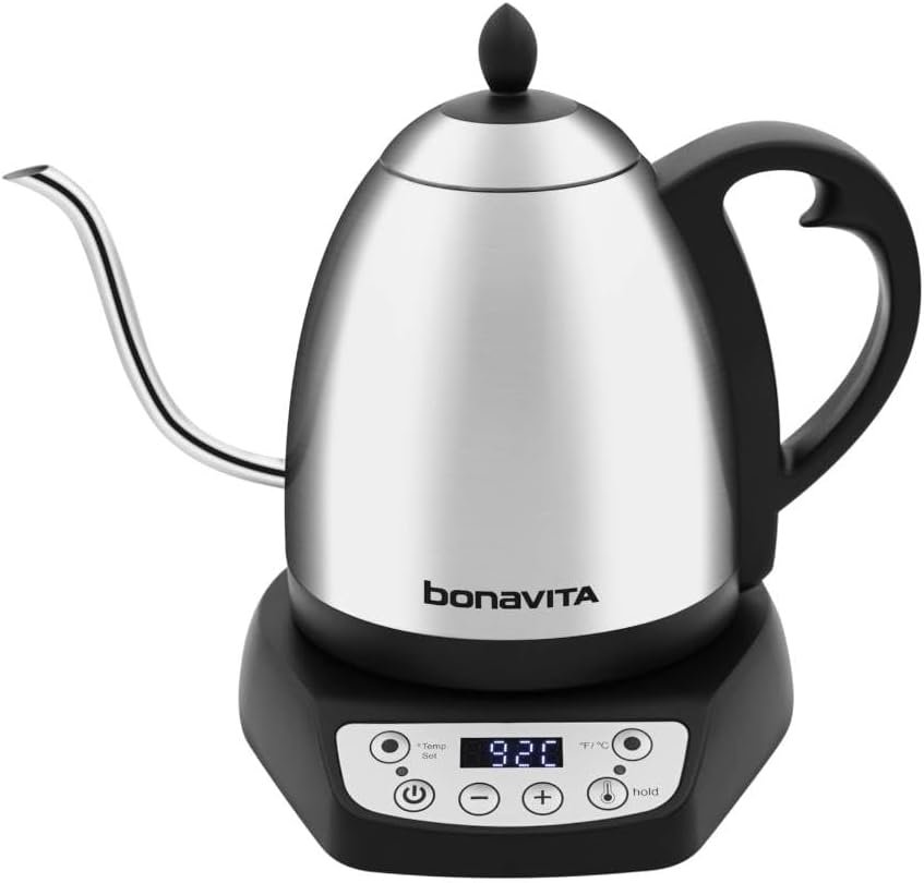 Bonavita 1 litre stainless steel gooseneck kettle with digital temperature display
