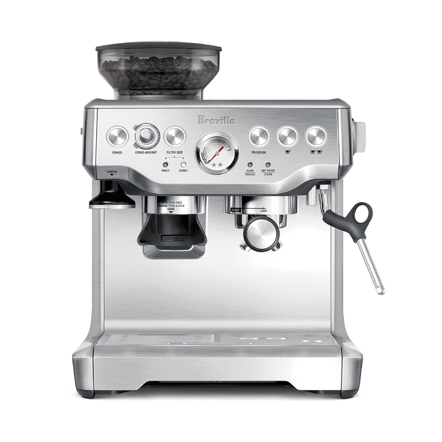 Breville BES870XL Barista Express espresso machine with built-in burr grinder