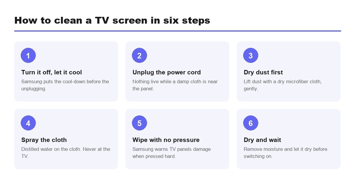 Steps for cleaning a TV screen safely