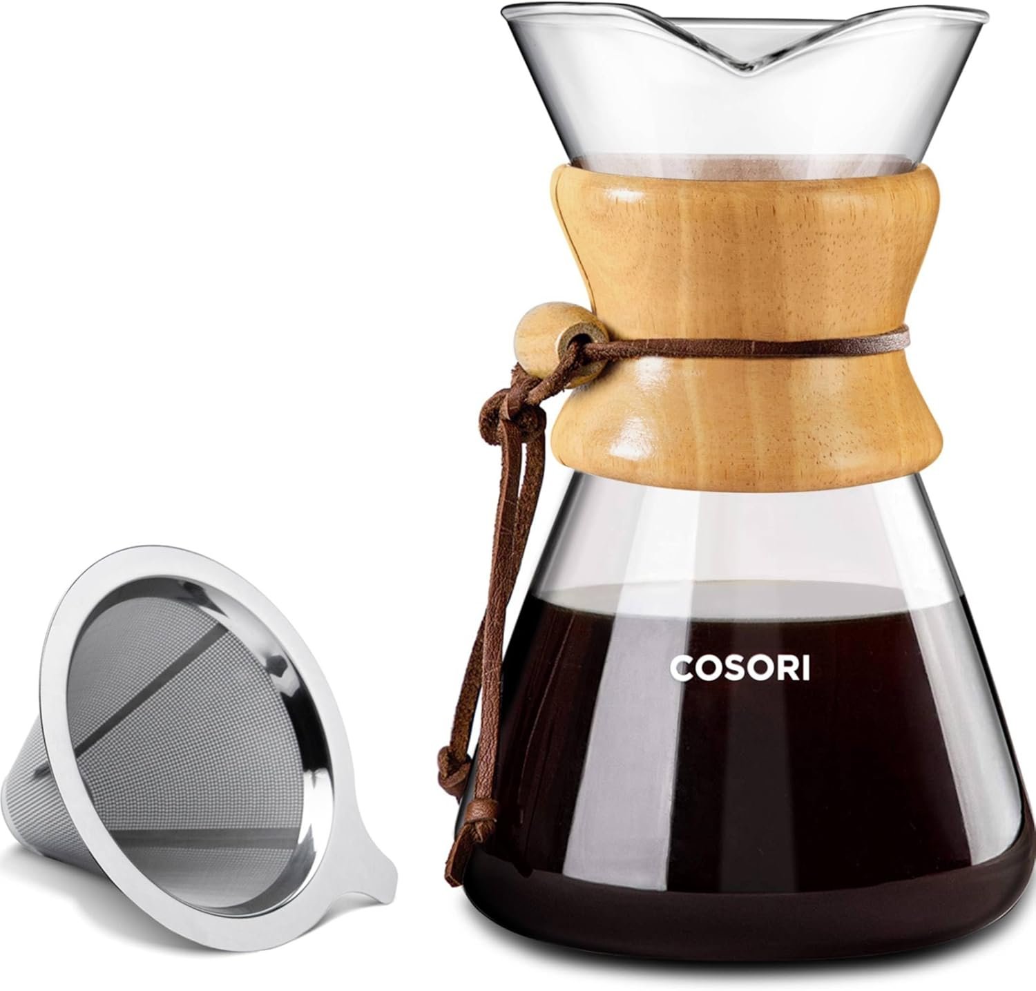 Cosori pour over coffee maker with double layer stainless steel filter