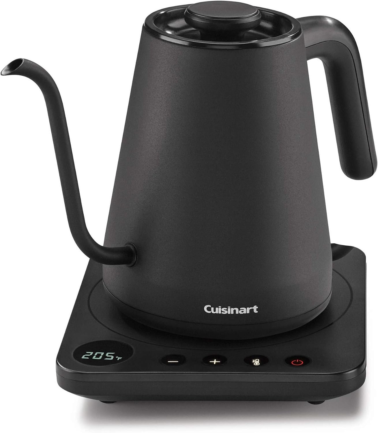 Cuisinart GK-1 matte black digital gooseneck kettle with temperature display on the base