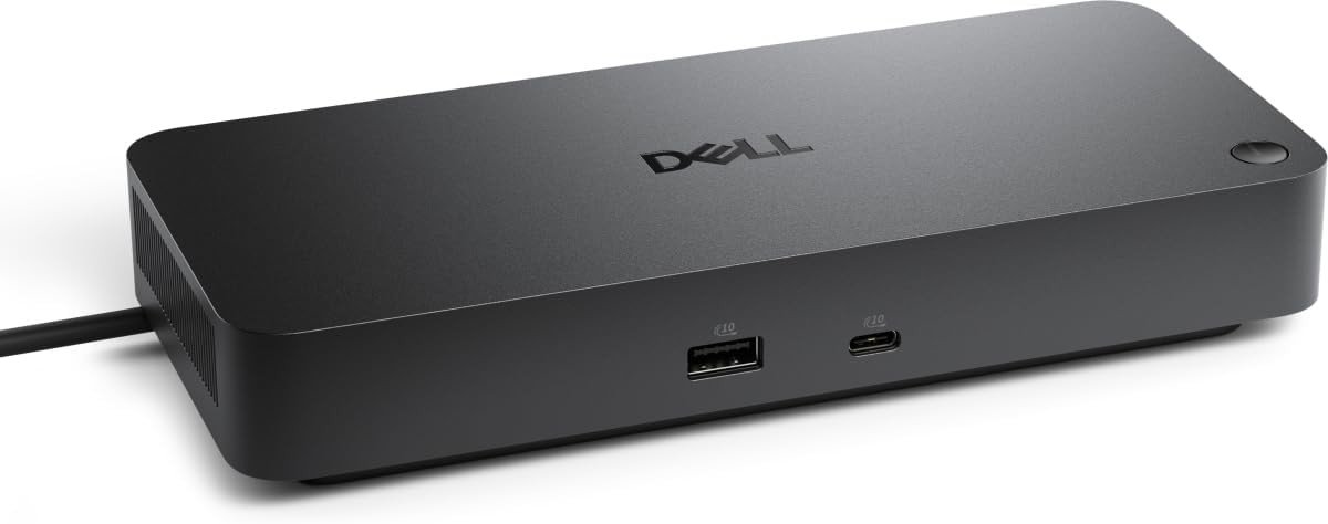 Dell Pro Thunderbolt 4 Dock WD25TB4, a flat black docking station with its attached Thunderbolt cable