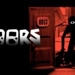 DOORS artwork of a one-eyed shadow entity standing in a red-lit doorway numbered 0013