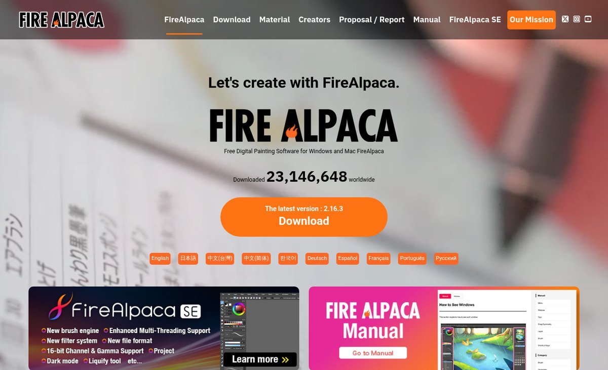 FireAlpaca free digital painting software for Windows and Mac