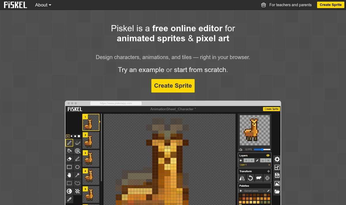 Piskel free online sprite editor for pixel art