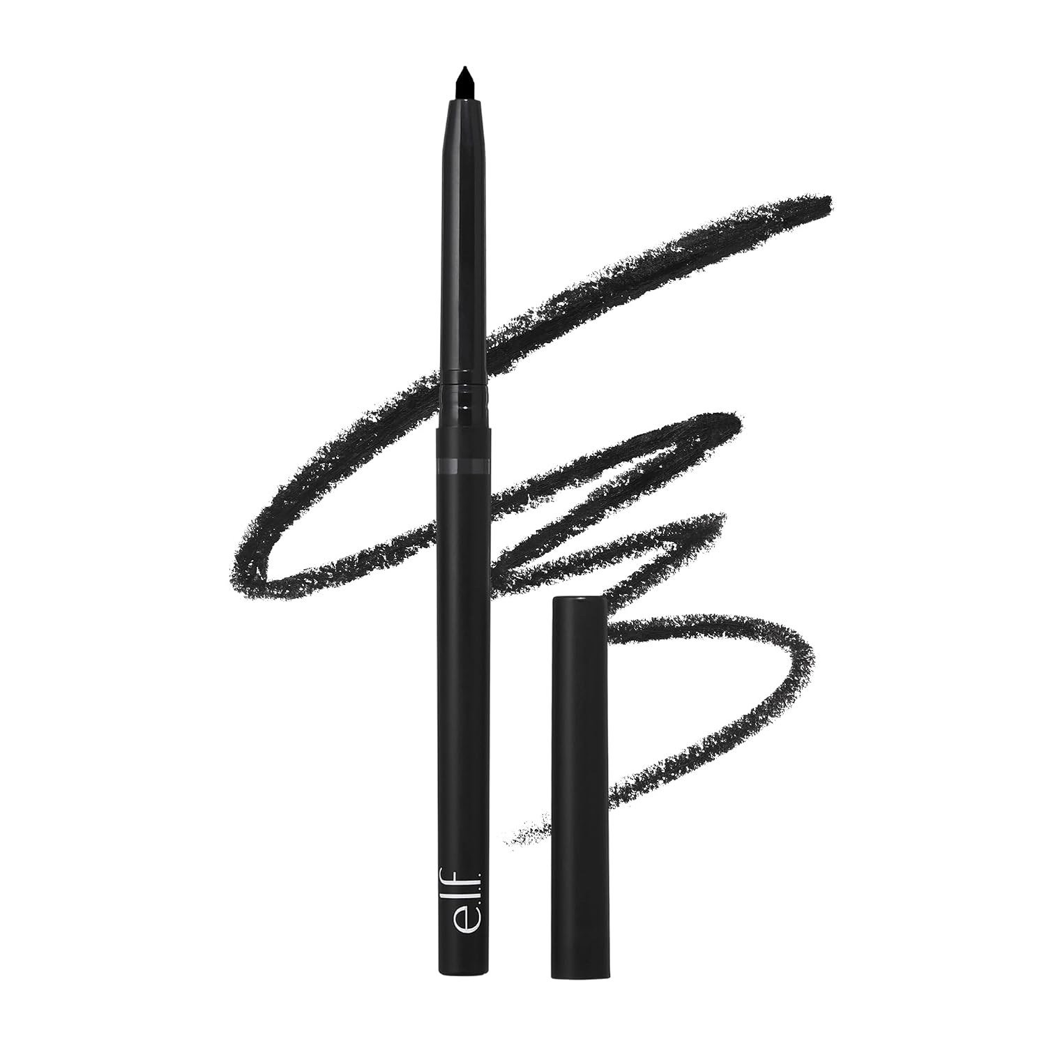 e.l.f. No Budge Retractable Eyeliner pencil in black with a swatch