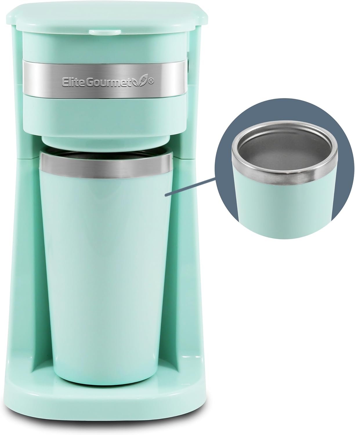Elite Gourmet EHC113M personal single serve compact coffee maker in mint