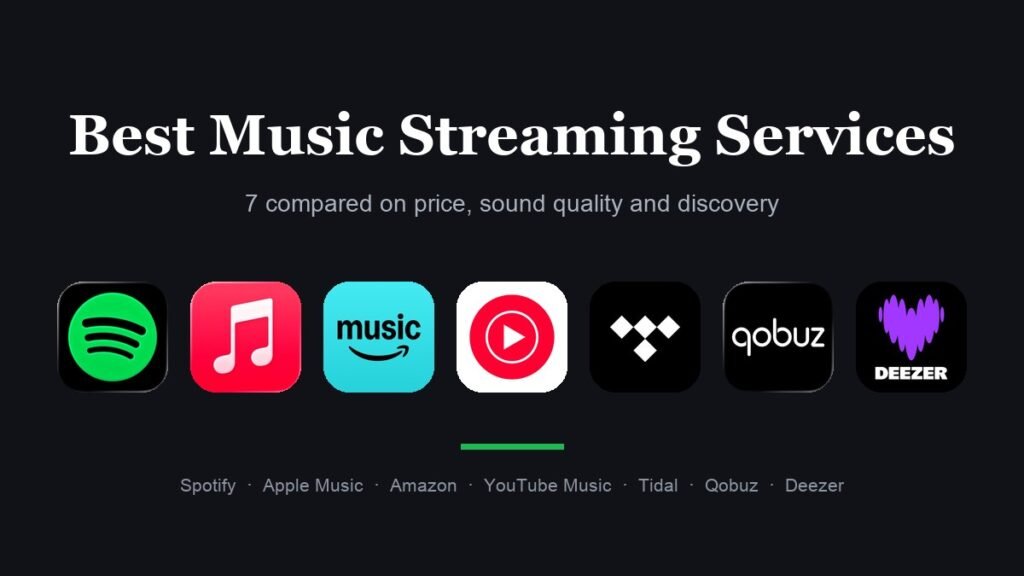 Best music streaming services: Spotify, Apple Music, Amazon Music, YouTube Music, Tidal, Qobuz and Deezer app icons