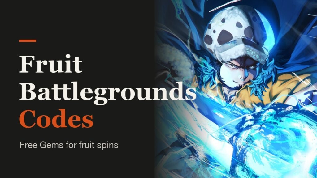 Fruit Battlegrounds Codes headline beside game art of a fighter charging blue energy