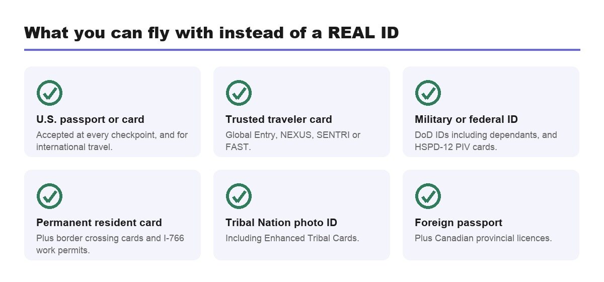 Acceptable alternatives to a REAL ID
