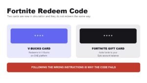 Fortnite redeem code guide comparing the two card types