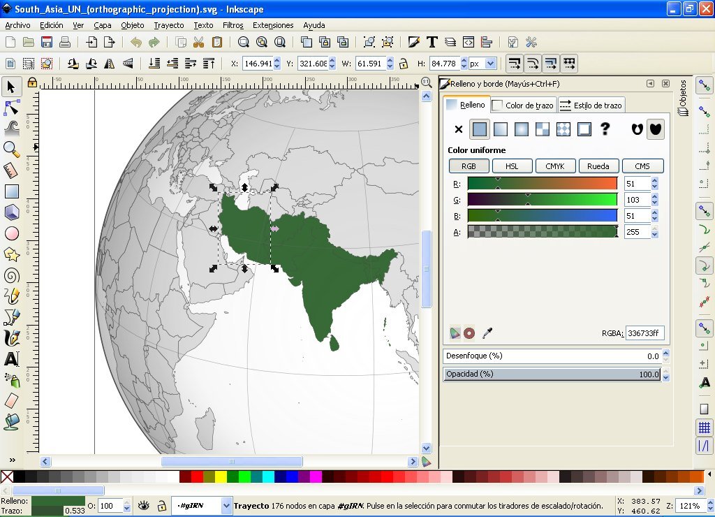 Inkscape open source vector editor workspace