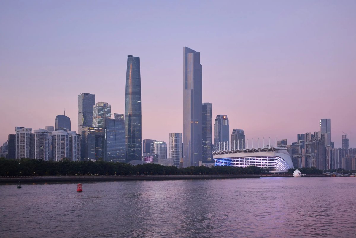 Guangzhou CTF Finance Centre on the Pearl River waterfront
