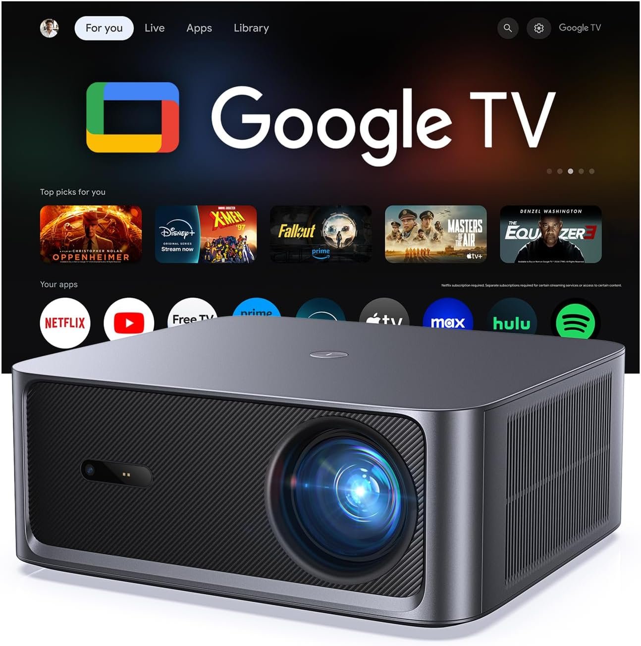 HAPPRUN 3000 ANSI lumens outdoor projector with Google TV