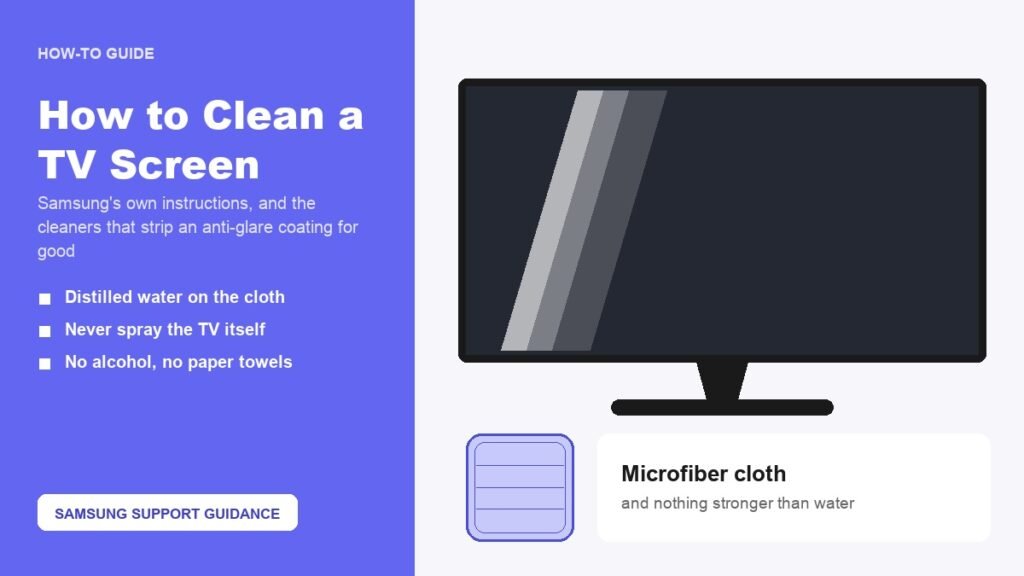 Illustration of a television being cleaned with a microfiber cloth