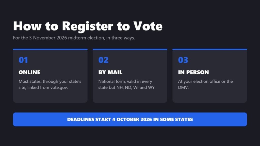 How to register to vote online, by mail or in person for the November 2026 election