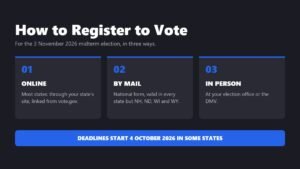 How to register to vote online, by mail or in person for the November 2026 election