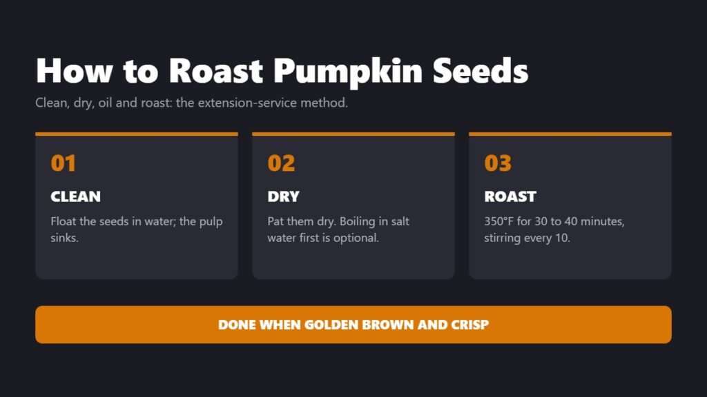How to roast pumpkin seeds in three stages: clean, dry and roast