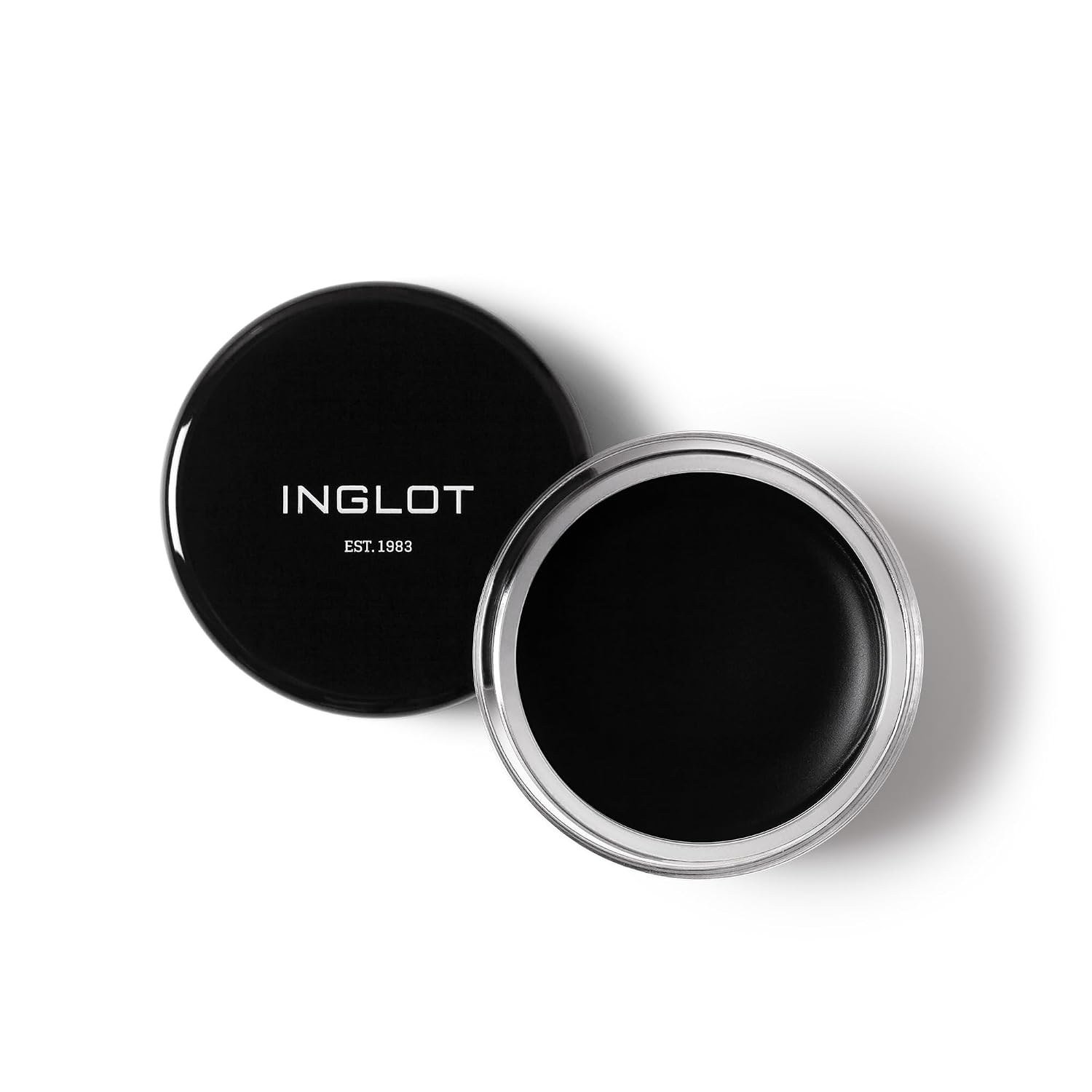 Inglot AMC Eyeliner Gel in shade 77 black with the lid off
