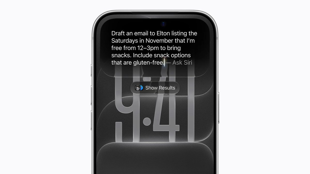 Write with Siri drafting an email on an iPhone running iOS 27