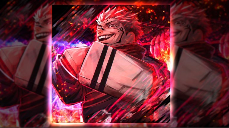 Jujutsu Zero artwork of a grinning red haired sorcerer surrounded by embers