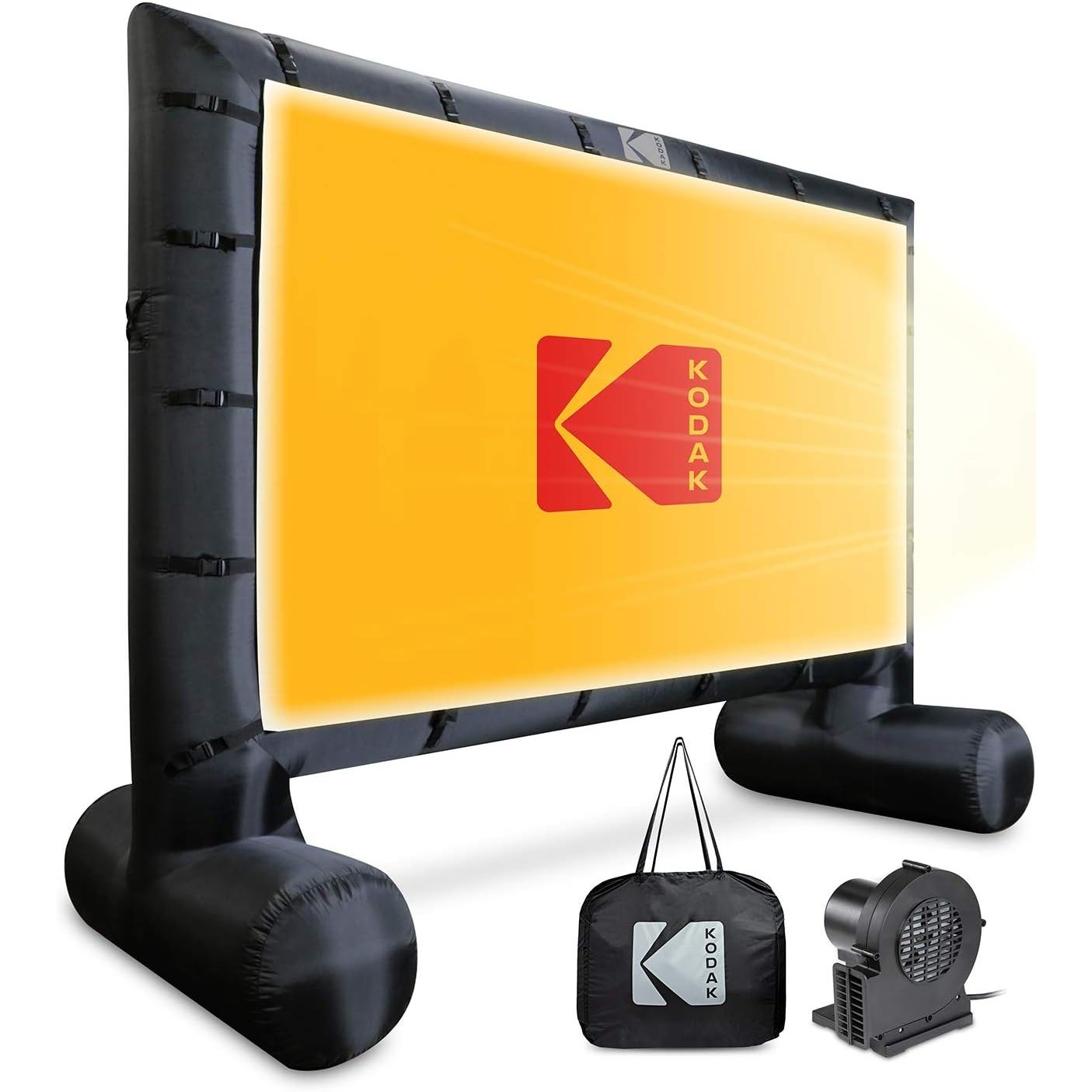 KODAK 14.5 ft inflatable projector screen with its air pump and carry case