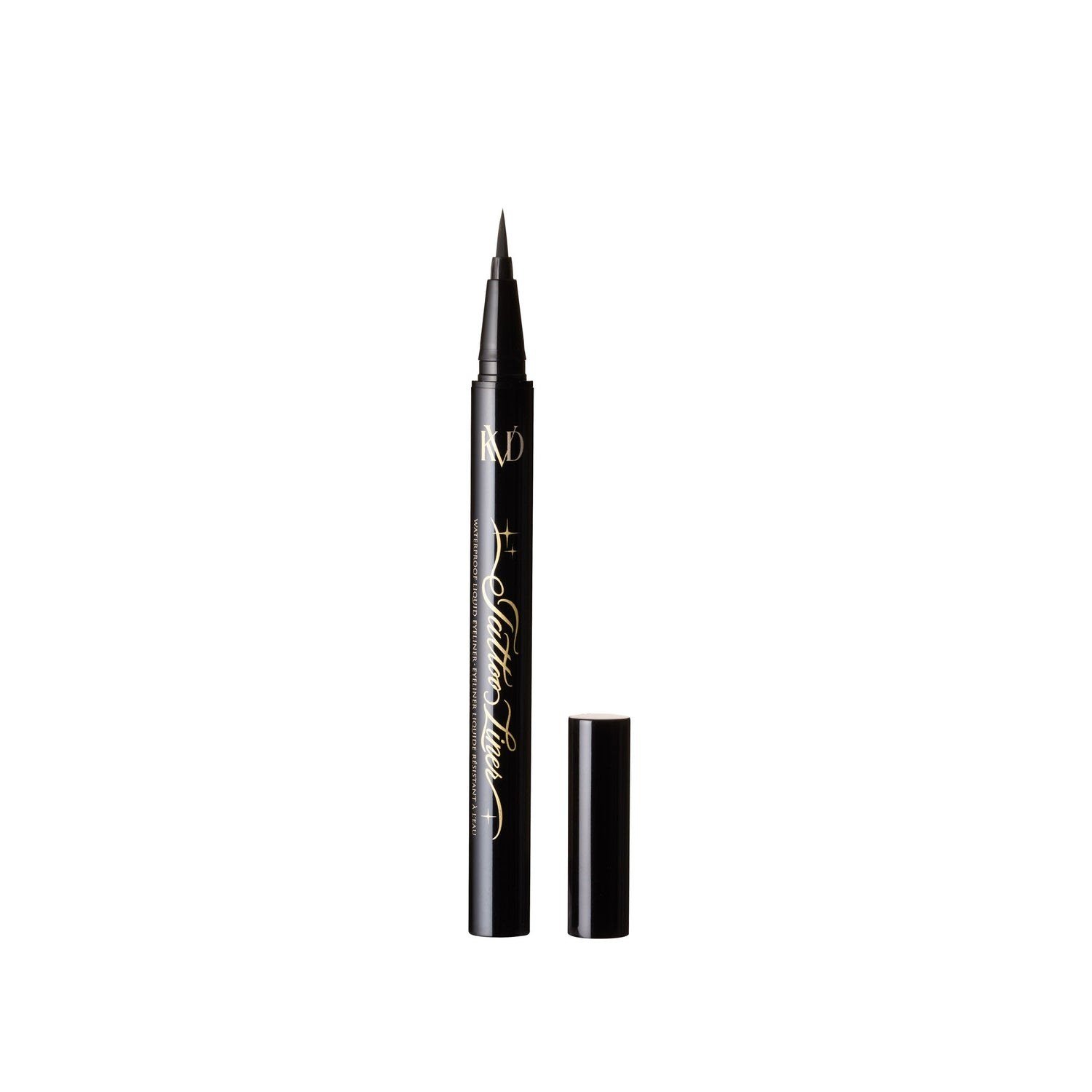 KVD Beauty Tattoo Liner liquid eyeliner in Trooper Black with the cap off